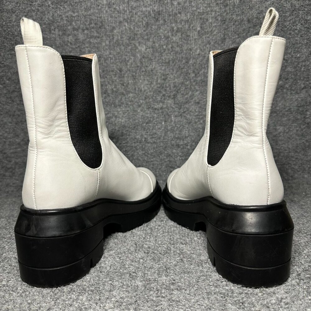 Stuart Weitzman Boots Womens 5C Norah Chelsea Booties White Leather Lug Sole - Picture 5 of 10